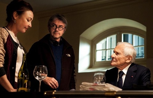 Catherine Frot, Christian Vincent et Jean D'Ormesson sur le plateau de Les saveurs du palais