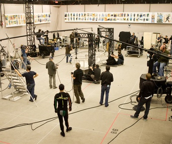 Sur le plateau du film The Adventures of Tintin