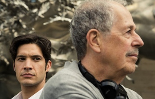 Denys Arcand et Éric Bruneau sur le plateau de Le règne de la beauté