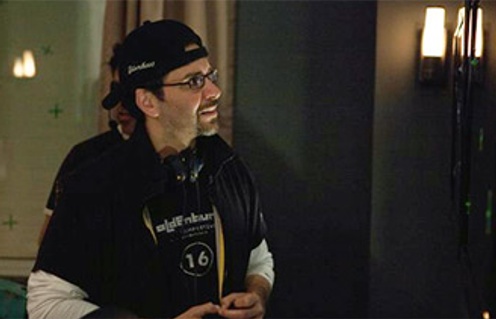 James DeMonaco sur le plateau de The Purge