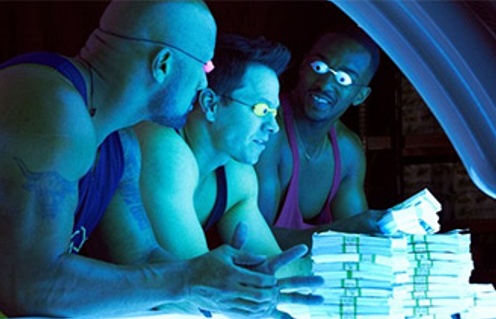 Mark Wahlberg, Anthony Mackie et Dwayne Johnson dans Pain and Gain