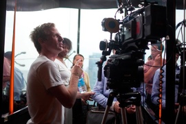 Sur le plateau du film Her