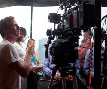 Sur le plateau du film Her