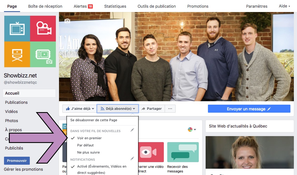 Voici ce qu'il faut faire pour continuer de suivre Showbizz.net sur Facebook