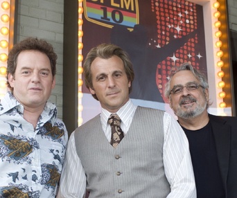 Paul Doucet, Patrick Huard et Raymond Bouchard sur le plateau de Funkytown