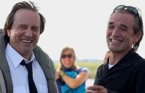 Michel Côté et Robert Piché sur le plateau du film Piché : Entre ciel et terre