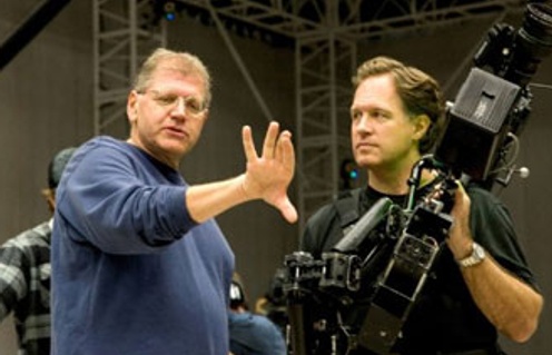 Robert Zemeckis sur le plateau du film A Christmas Carol