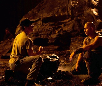 Sur le plateau du film Riddick