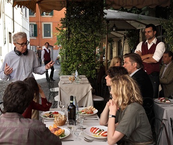 Sur le plateau du film To Rome with Love