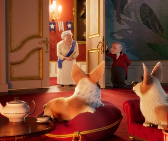 Une scène du film The Queen's Corgi