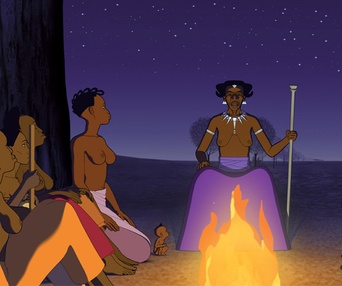 Une scène du film Kirikou et les hommes et les femmes