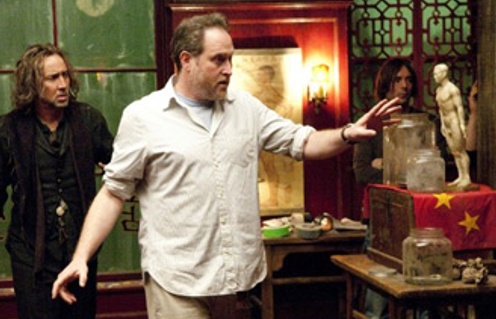 Jon Turteltaub et Nicolas Cage sur le plateau de The Sorcerer's Apprentice