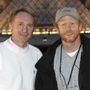 Dan Brown et Ron Howard (à droite) durant le tournage de The Da Vinci Code