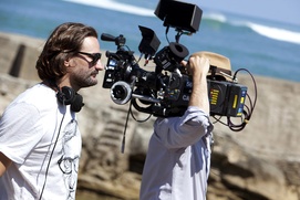 Sur le plateau du film L'amour dure trois ans