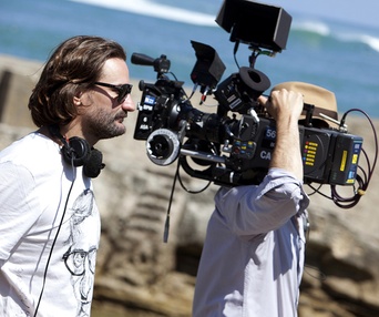 Sur le plateau du film L'amour dure trois ans