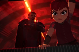 Une scène du film Nimona Une scène du film Nimona