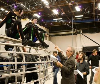 Sur le plateau du film The Adventures of Tintin