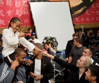 Sur le plateau du film The Karate Kid