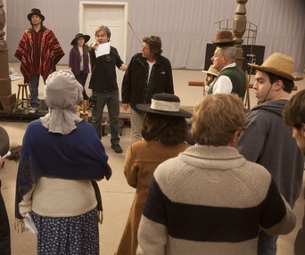 Dans le studio d'enregistrement du film Rango