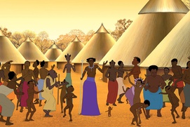 Une scène du film Kirikou et les hommes et les femmes Une scène du film Kirikou et les hommes et les femmes