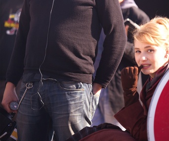 Sur le plateau du film Populaire